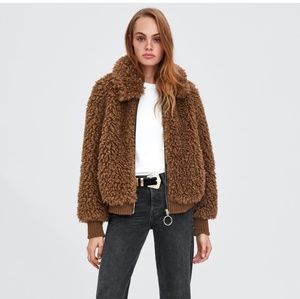 Zara Faux Shearling Bomber